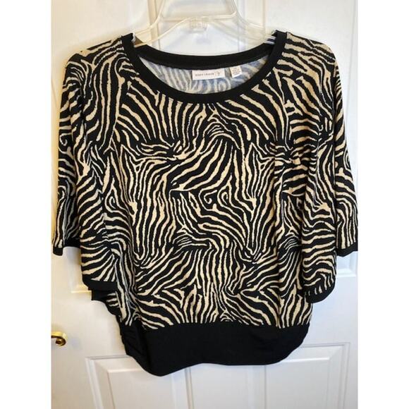Susan Graver Animal Print Raglan Below Elbow Sleeve Womens Sweater XS - Picture 5 of 5